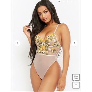 Embroidered sheer mesh bodysuit size SMALL